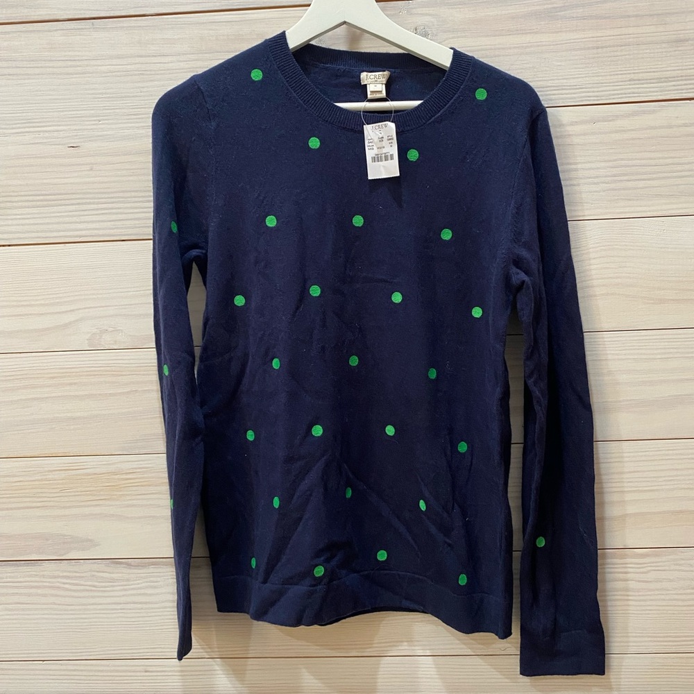 J Crew Factory Polka Dot Teddie Sweater